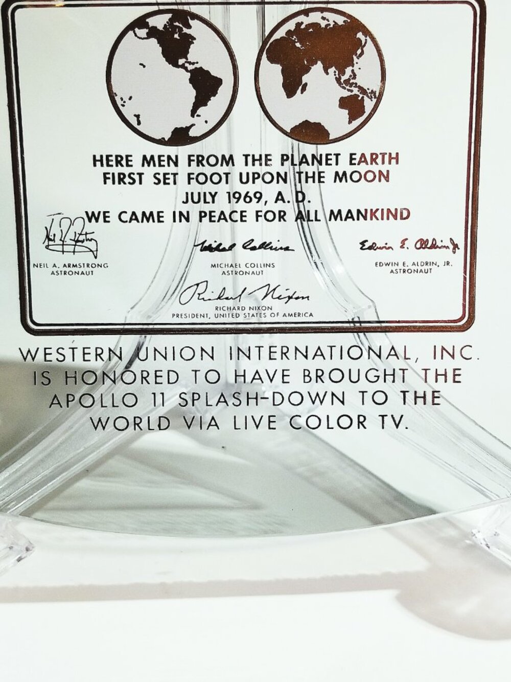 Vintage Apollo 11 Moon Landing Western Union Commemorative Dish 1969 NASA - Picture 10 of 12